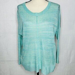 Kerisma Sweater Teal / Gray Soft Long-Sleeve  Semi-Sheer Womens Size S/M